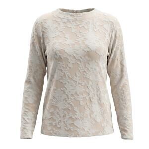 LOFT Womens S Boho Artsy Ethereal Cottagecore Textured Keyhole Long Sleeve‎ Top